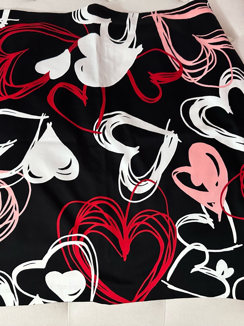 New York & Company Black Heart Print  Skirt - Red, Pink & White